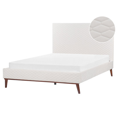 Velvet EU Double Size Bed Off-White BAYONNE