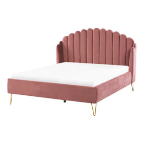 Velvet EU Double Size Bed Pink AMBILLOU