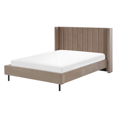 Velvet EU Double Size Bed Taupe VILLETTE