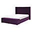 Velvet EU Double Size Bed with Storage Bench Purple NOYERS