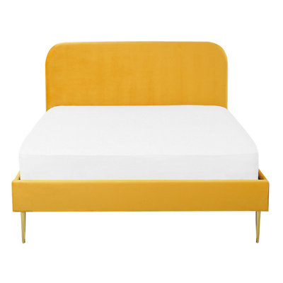 Velvet EU Double Size Bed Yellow FLAYAT