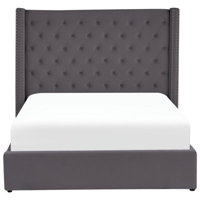 Velvet EU Double Size Ottoman Bed Grey LUBBON