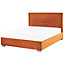 Velvet EU Double Size Ottoman Bed Orange ROUEN