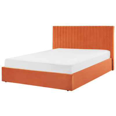 Velvet EU Double Size Ottoman Bed Orange VION