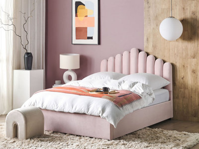Velvet EU Double Size Ottoman Bed Pink VINCENNES