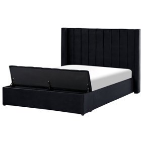 Velvet EU Double Size Waterbed with Storage Bench Black NOYERS