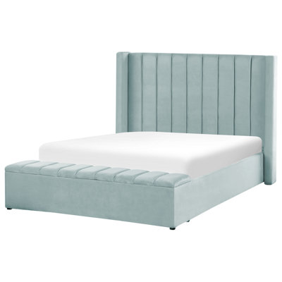 Velvet EU Double Size Waterbed with Storage Bench Mint Green NOYERS