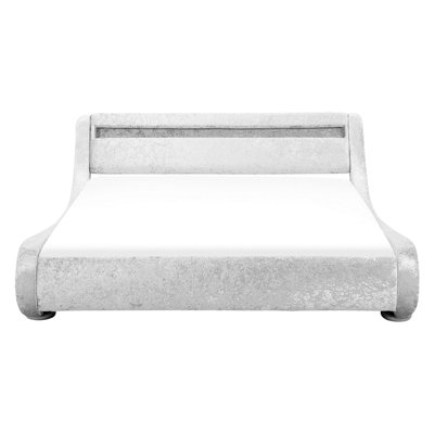 Velvet EU King Bed with LED Silver AVIGNON
