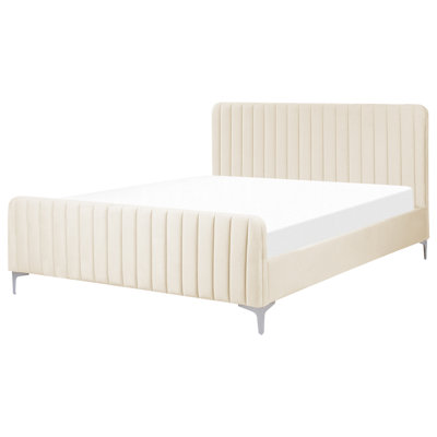 Velvet EU King Size Bed Beige LUNAN