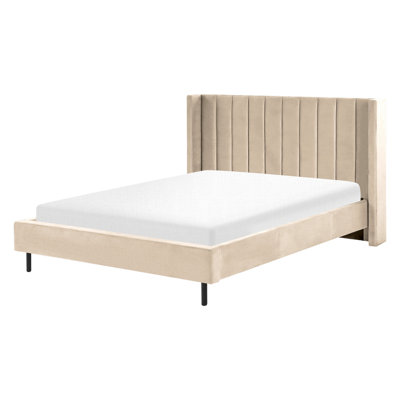 Velvet EU King Size Bed Beige VILLETTE