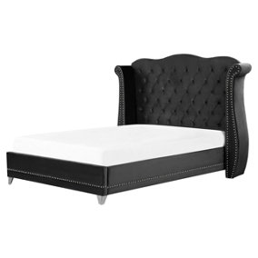 Velvet EU King Size Bed Black AYETTE