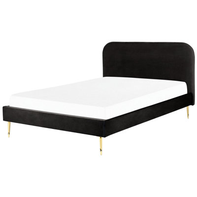 Velvet EU King Size Bed Black FLAYAT