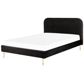 Velvet EU King Size Bed Black FLAYAT