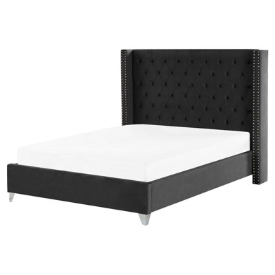 Velvet EU King Size Bed Black LUBBON