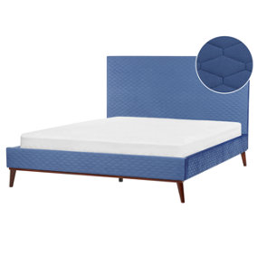 Velvet EU King Size Bed Blue BAYONNE