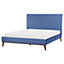 Velvet EU King Size Bed Blue BAYONNE