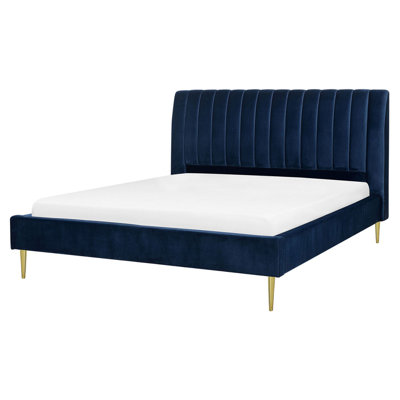 Velvet EU King Size Bed Blue MARVILLE