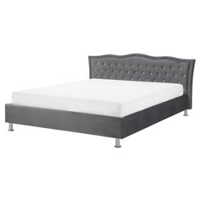 Velvet EU King Size Bed Dark Grey METZ