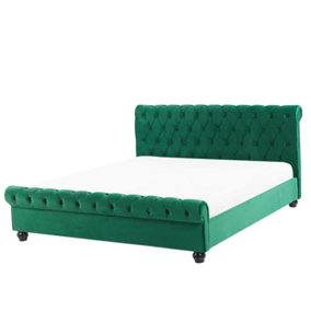 Velvet EU King Size Bed Emerald Green AVALLON