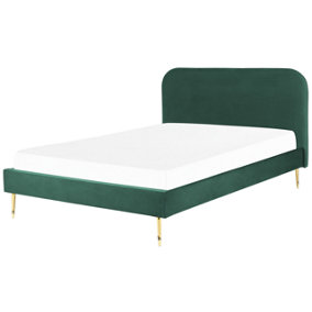 Velvet EU King Size Bed Green FLAYAT