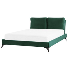 Velvet EU King Size Bed Green MELLE