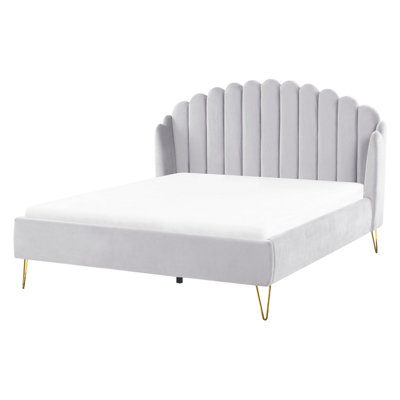 Velvet EU King Size Bed Grey AMBILLOU