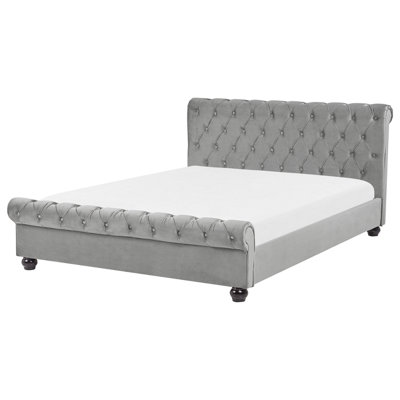 Velvet EU King Size Bed Grey AVALLON