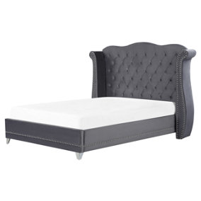 Velvet EU King Size Bed Grey AYETTE