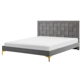 Velvet EU King Size Bed Grey LIMOUX