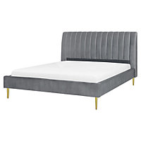 Velvet EU King Size Bed Grey MARVILLE