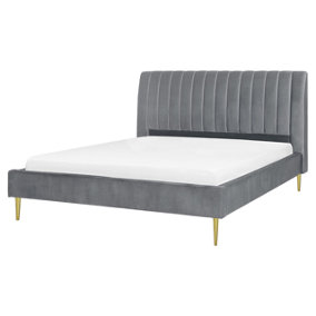 Velvet EU King Size Bed Grey MARVILLE