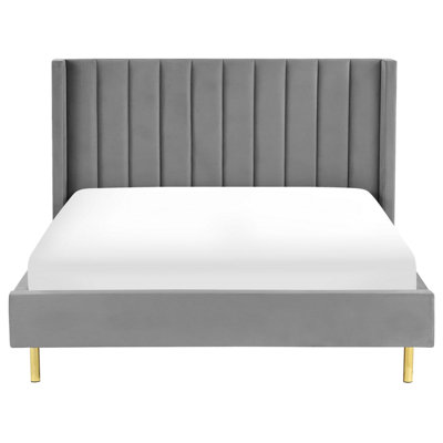 Velvet EU King Size Bed Grey VILLETTE