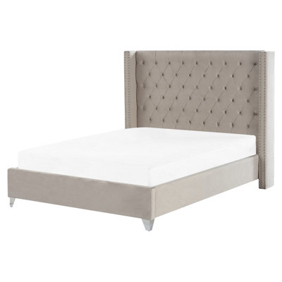 Velvet EU King Size Bed Light Grey LUBBON