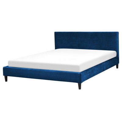 Velvet EU King Size Bed Navy Blue FITOU