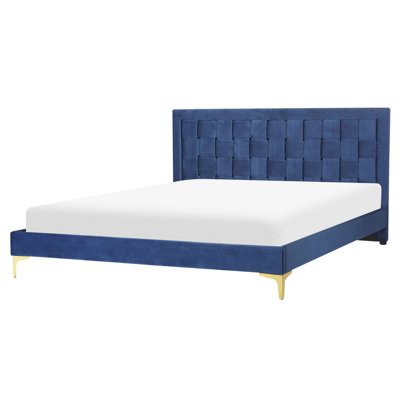 Velvet EU King Size Bed Navy Blue LIMOUX