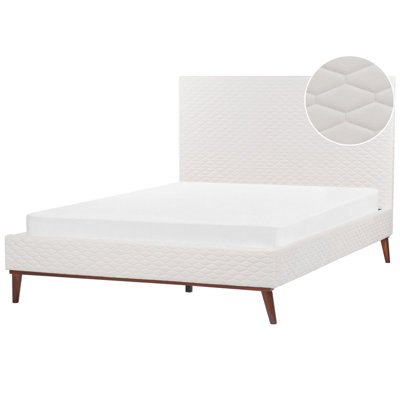 Velvet EU King Size Bed Off-White BAYONNE