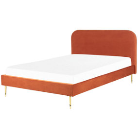 Velvet EU King Size Bed Orange FLAYAT