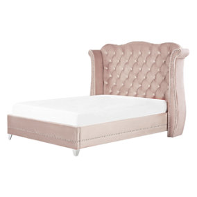 Velvet EU King Size Bed Pastel Pink AYETTE