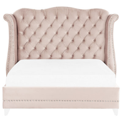 Velvet EU King Size Bed Pastel Pink AYETTE