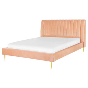 Velvet EU King Size Bed Peach MARVILLE