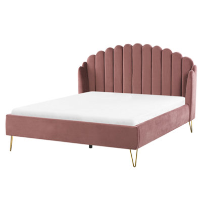 Velvet EU King Size Bed Pink AMBILLOU