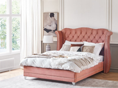 Velvet EU King Size Bed Pink AYETTE