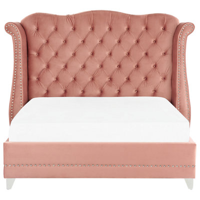 Velvet EU King Size Bed Pink AYETTE