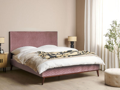 Velvet EU King Size Bed Pink BAYONNE