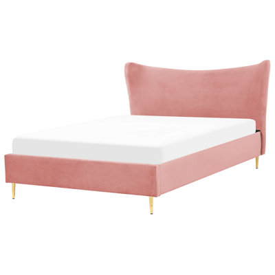 Velvet EU King Size Bed Pink CHALEIX