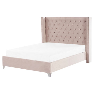 Velvet EU King Size Bed Pink LUBBON