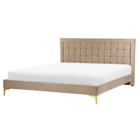 Velvet EU King Size Bed Taupe LIMOUX