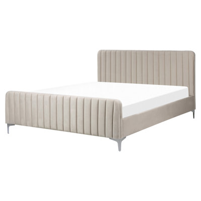 Velvet EU King Size Bed Taupe LUNAN