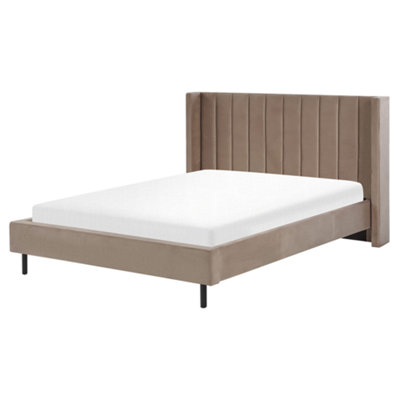 Velvet EU King Size Bed Taupe VILLETTE