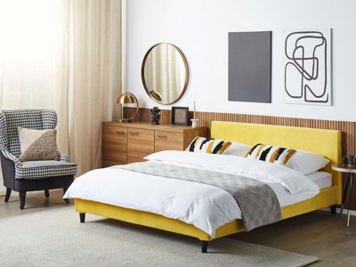 Velvet EU King Size Bed Yellow FITOU